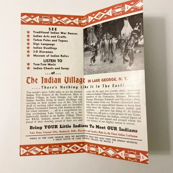 Vintage Indian Village Lake George New York Brochure Travel Guide Map - Picture 7 of 11